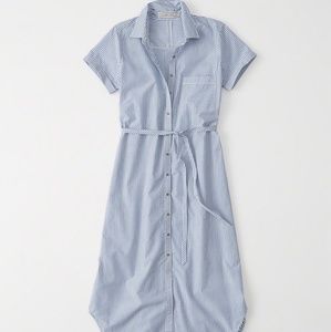 Abercrombie Striped Blue Midi Dress NEW